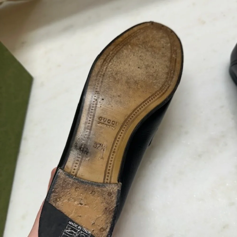 Gucci Brixton Leather Web Horsebit Loafers AUTHENTIC Perfect! 37.5 - Picture 5 of 16